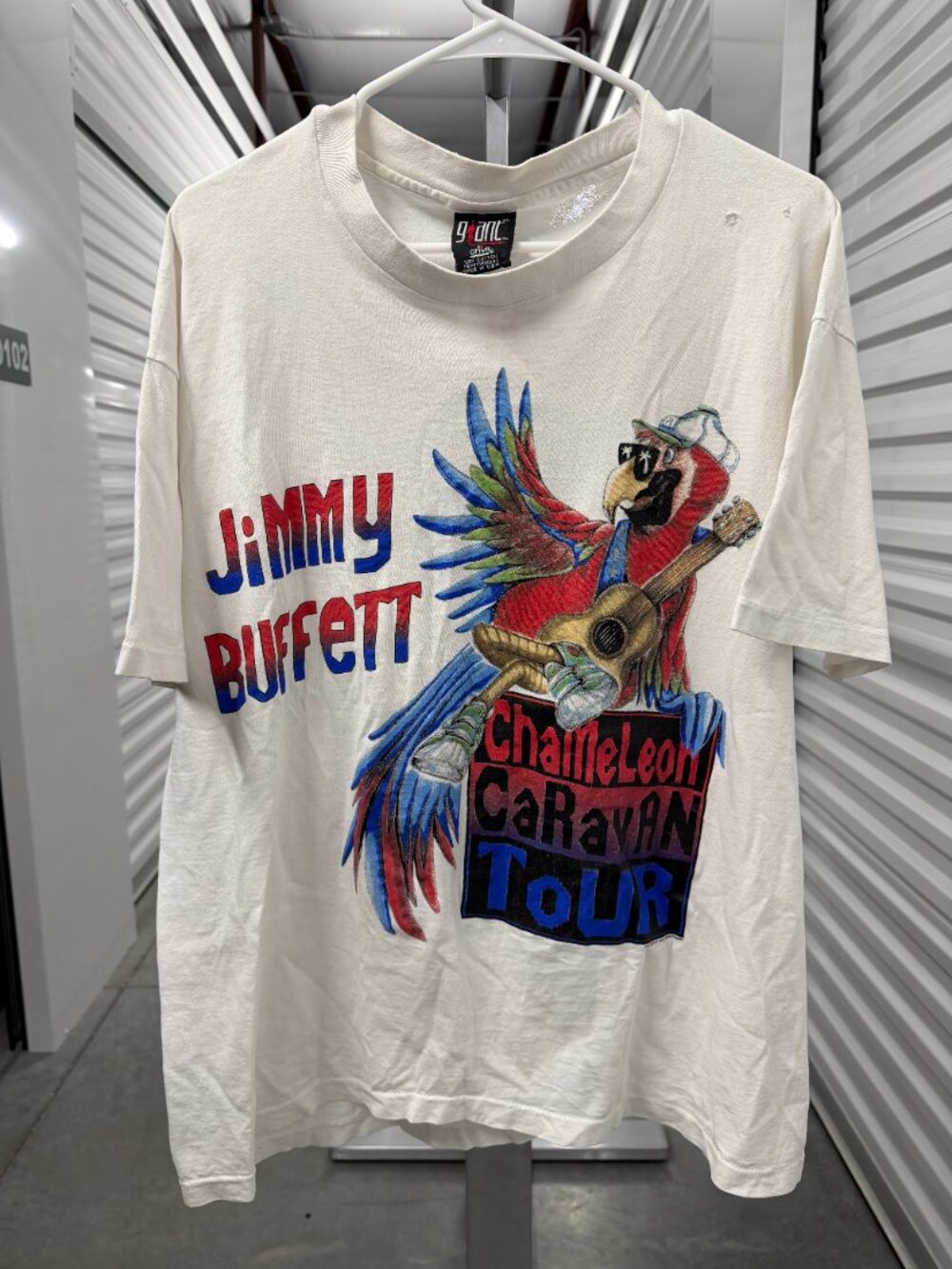 Jimmy Buffett Chameleon Caravan Tour 1994 Men's White T-Shirt Size XL 90s Giant